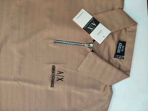 Size:L Armani Exchange Stylish Brown Polo T-Shirt