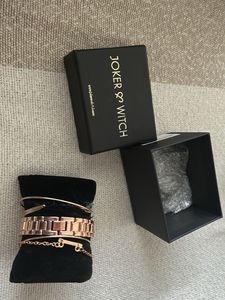 Joker &amp; Witch Rose Gold Tone Watch &amp; Bracelet Set