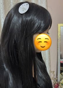 Long Black Wig with Bangs