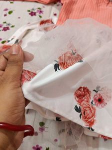 Cute Peach Floral Baby Frock