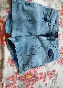 Denim Shorts with Art