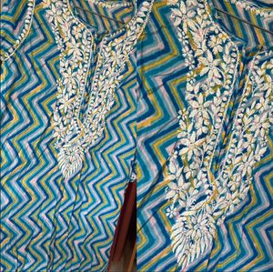 Embroidered Chevron Print Kurti