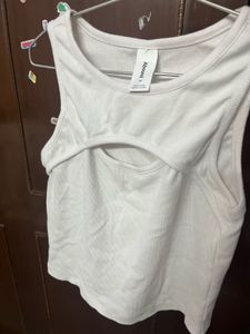 White Cut Out Tank Top
