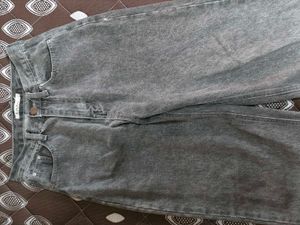 Grey Wide Leg Denim Jeans