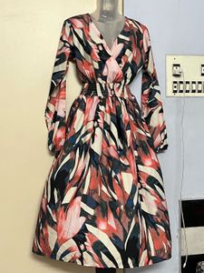 Pintrest Abstract Print Long Sleeve Dress