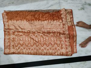 Brown Patterned Fabric Saree