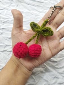 Crochet Cherry Keychain