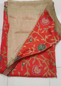New Orange Printed Saree