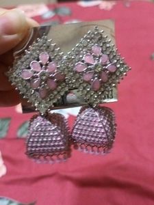 Pink Jhumka Earrings