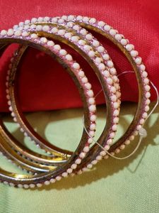 White and Pink Shade Glittered Bangles