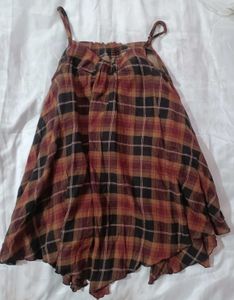 Sleeveless Checked Flared Dress