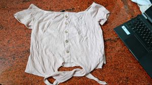 Blush Pink Tie-Front Top