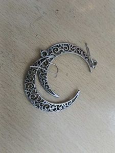 Silver Crescent Moon Dangle Earrings
