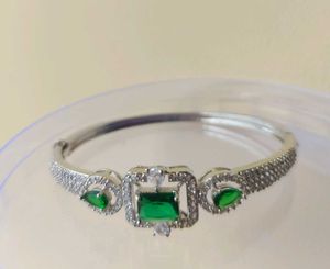 Silver-Plated Green Stone Bracelet