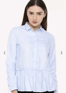 Park Avenue Light Blue Peplum Blouse