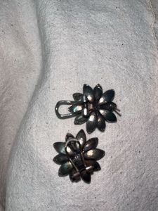 Black Flower big Stud Earrings