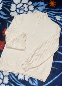 Beige Knit Pullover Sweater