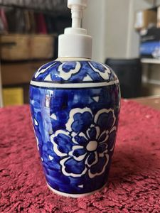 Blue Floral Soap Dispenser