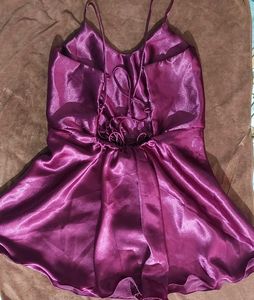 Wine Satin Romper Lengtg 32