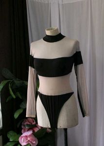 Sheer Panel Crop Top