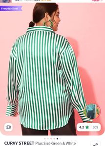 CURVY STREET Plus Size Green Satin shirt