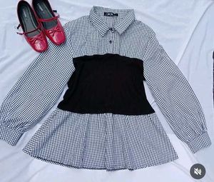 Cute Gingham Shirt Dress