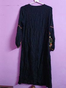 Embroidered Black Tunic midi dress