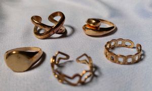 5 Gold Ring Set - Trendy Minimalist Rings
