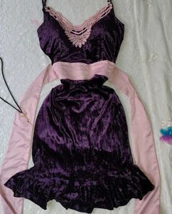 Purple Velvet Mini Dress