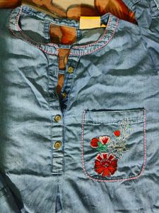 Beautiful Embroidery Denim Top..