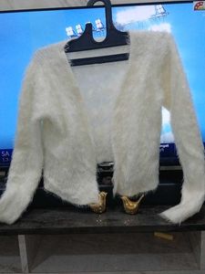 Fluffy White Cardigan