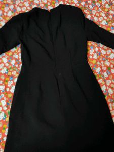 Black Long Sleeve slit Dress