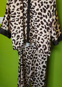 Animal Print Cord Set With Silk Jacket/New Wth Tag