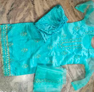 Aqua Embroidered Kurta Set
