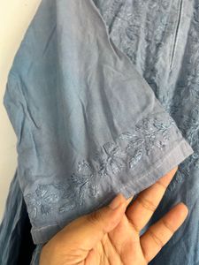 Blue Ombre Lucknowi Chikankari Kurta