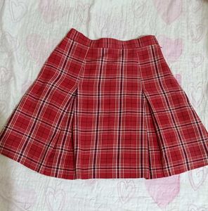 ELLE Red Pleated Skirt