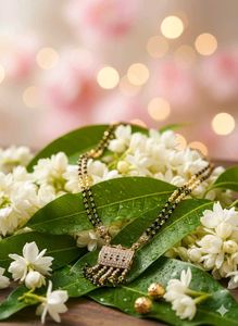 Gold Plated Mangalsutra Necklace - Diamond Pendant