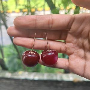 Burgandy Red Cherry Earrings