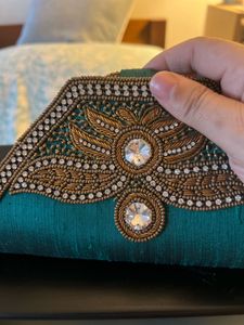 Emerald Beaded Clutch