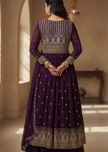 Elegant Purple Embroidered Suit
