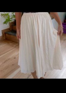 Cream Pleated Skirt