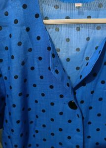 Blue Polka button down dress