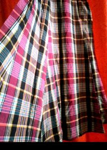 Long Gamcha Fashion Cotton Skirt With Pocket