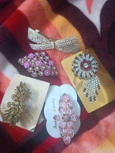 Rhinestone Hair Clip & Brooch Set