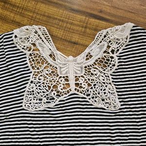 Striped Lace Back Top