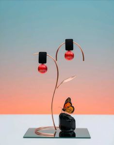 Red Ball Drop Earrings