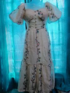 Cottagecore Floral Puff Sleeve Maxi Dress