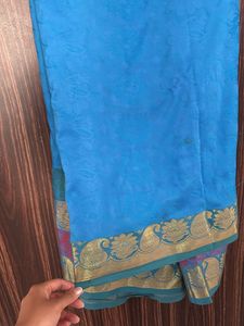 Blue Soft Silk Blend Saree 💙