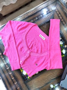 Pink Crop Full Sleeves Shrug
