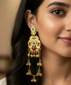 Elegant Gold Tone Jhumka Earrings